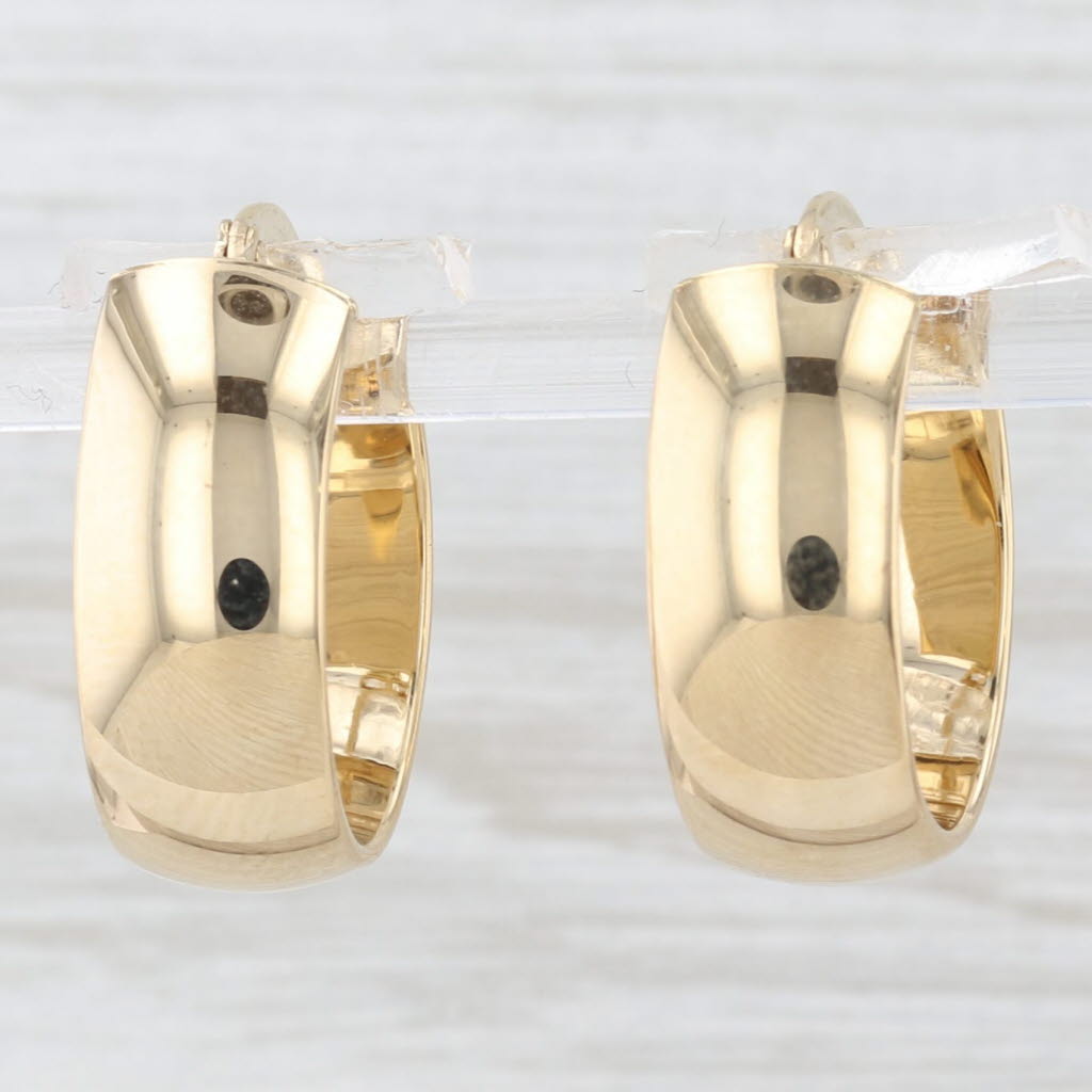 Light Gray Yellow Gold Hoop Earrings 18k Snap Top Oval Hoops