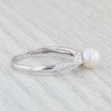 Cultured Pearl Diamond Ring 10k White Gold Size 7