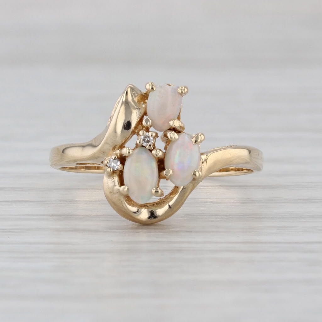 Oval Opal Diamond Ring 14k Yellow Gold Size 8.25