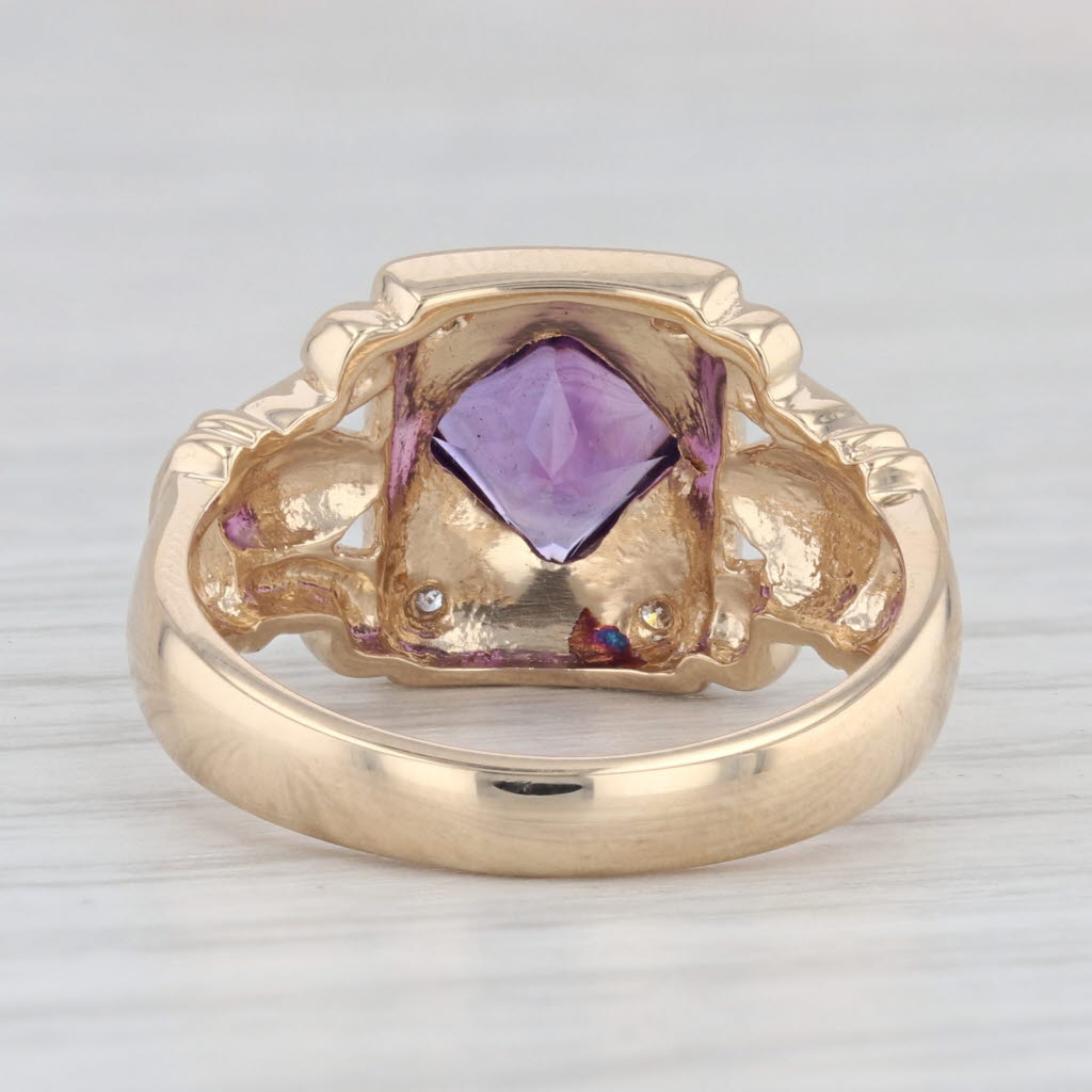 Light Gray 1.36ctw Amethyst Diamond Ring 14k Yellow Gold Size 7