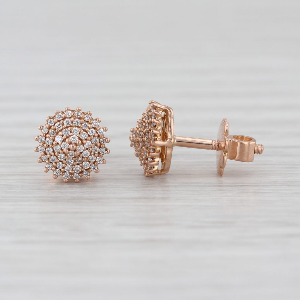 0.20ctw Diamond Cluster Stud Earrings 18k Rose Gold Screw Back Studs