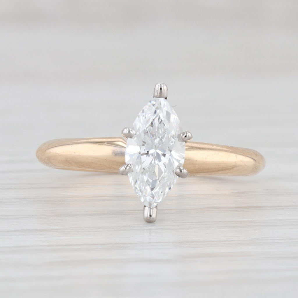 Light Gray 0.73ct Marquise Solitaire Engagement Ring 14k Yellow Gold Size 4.5