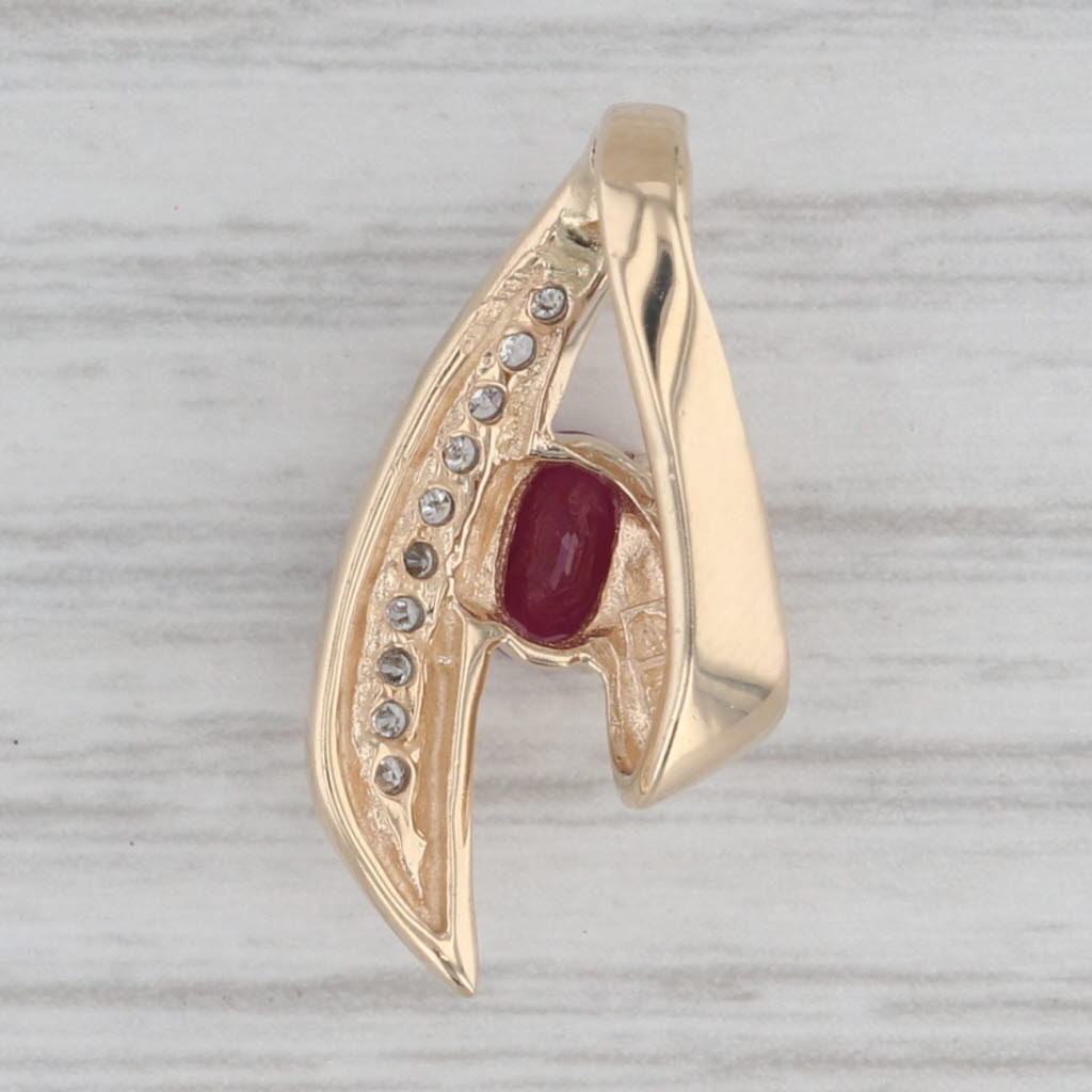 Gray 0.55ctw Ruby Oval Diamond 10k Yellow Gold Slide Pendant