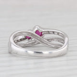 0.14ctw 2-Heart Ruby Diamond Ring 10k White Gold Size 6.5 Bypass