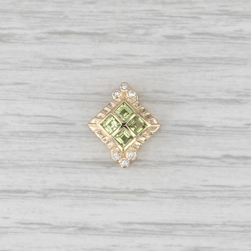 Joshua 0.64ctw Peridot Diamond Slide Bracelet Charm 14k Yellow Gold Vintage