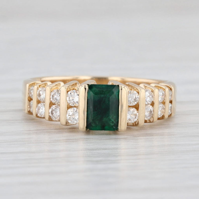 Light Gray 0.90ctw Emerald Diamond Ring 14k Yellow Gold Size 6.75 Tiered Pyramid