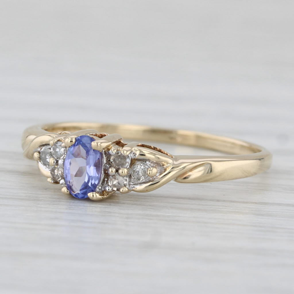 Light Gray 0.21ctw Tanzanite Diamond Ring 14k Yellow Gold Size 9.5