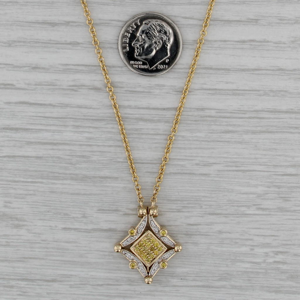 0.24ctw Yellow Diamond Pendant Necklace 14k Gold Convertible Shape Magnetic