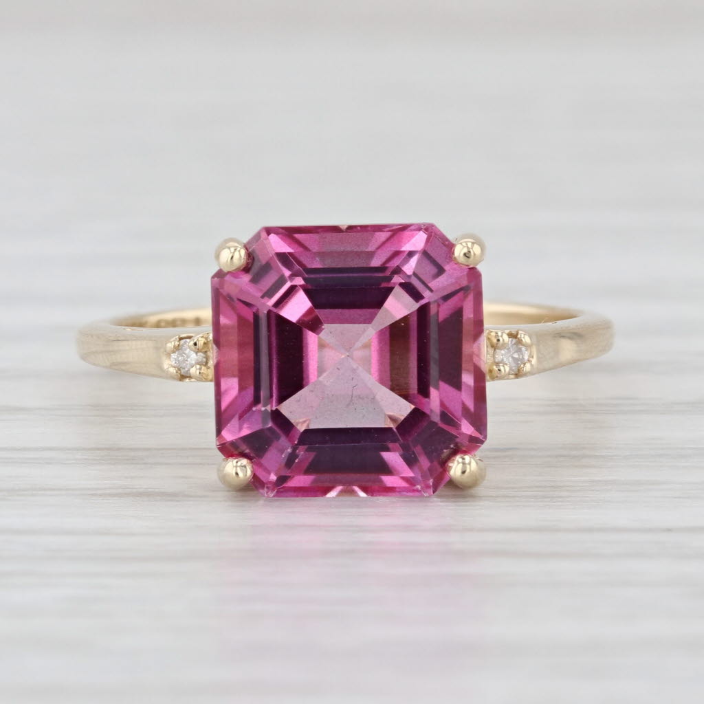 5.45ctw Pink Topaz Diamond Ring 10k Yellow Gold Size 7.5