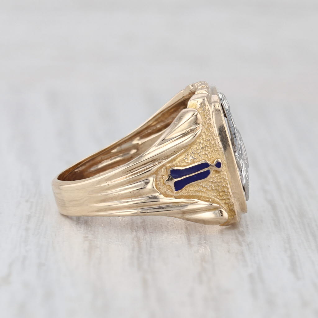 Vintage Masonic Square Compass Signet Ring 10k Gold Size 9.75 Blue Lodge