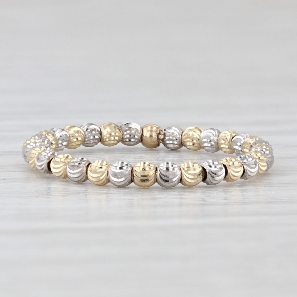 Light Gray New Yellow White Gold Bead Ring Stackable Band 14k 2-Toned Size 5.75