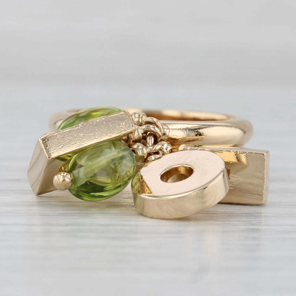 Gray 2 Peridots Abstract Charm Ring 18k Yellow Gold Size 6 Cocktail Dolce