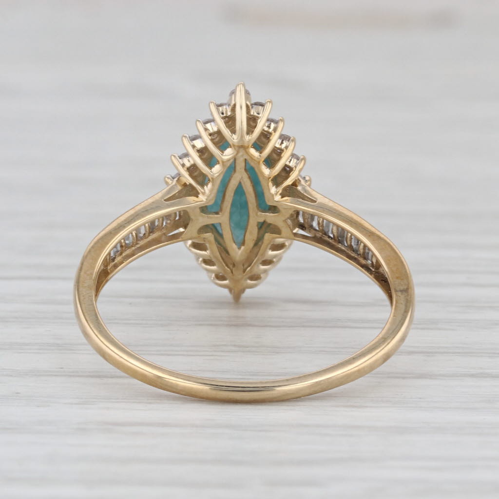 2.47ctw Teal Grandidierite Zircon Halo Ring 10k Yellow Gold Size 10.25