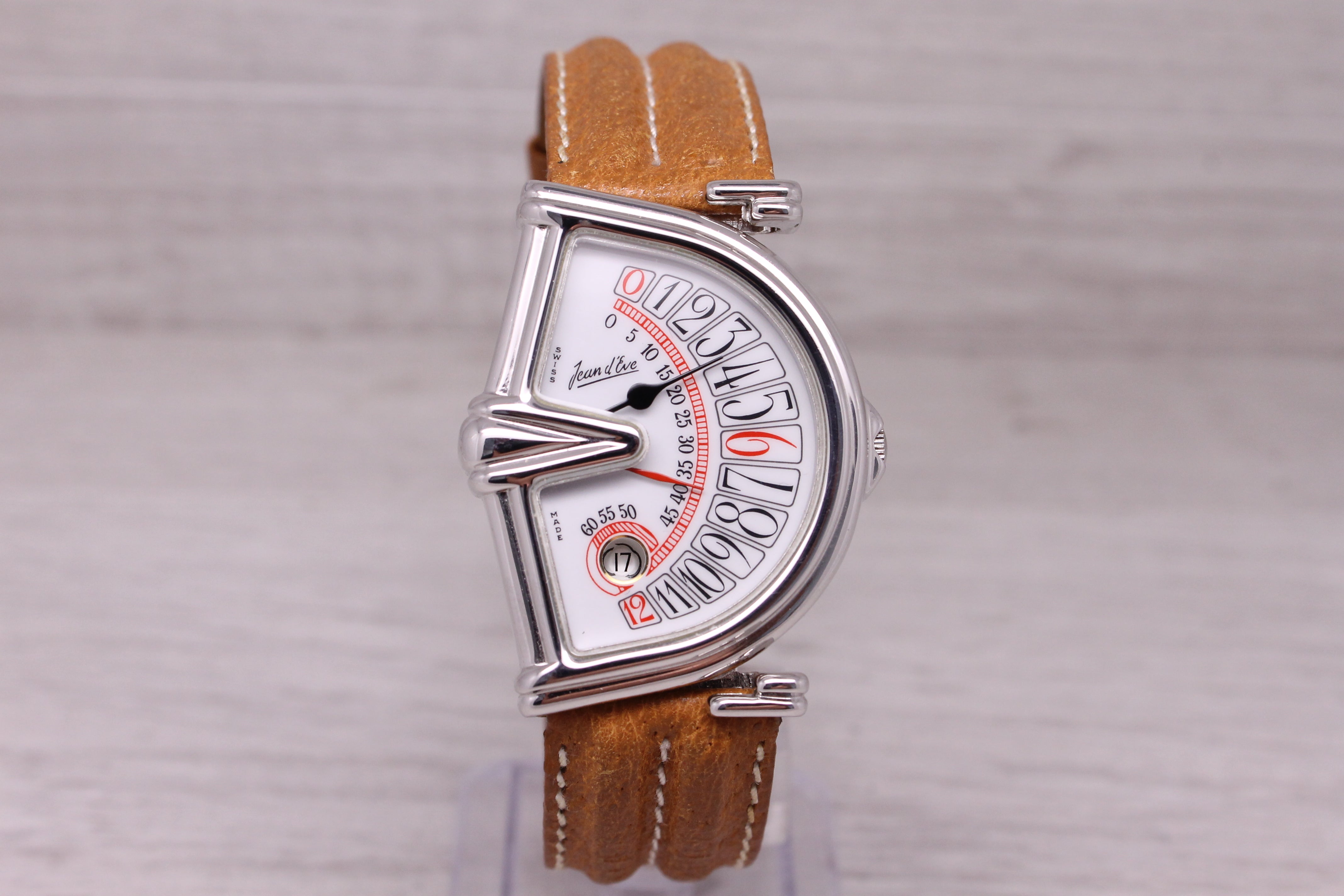 Jean D'Eve Sectora Large Retrograde 31mm Jump Hour Wrist Watch Original Band