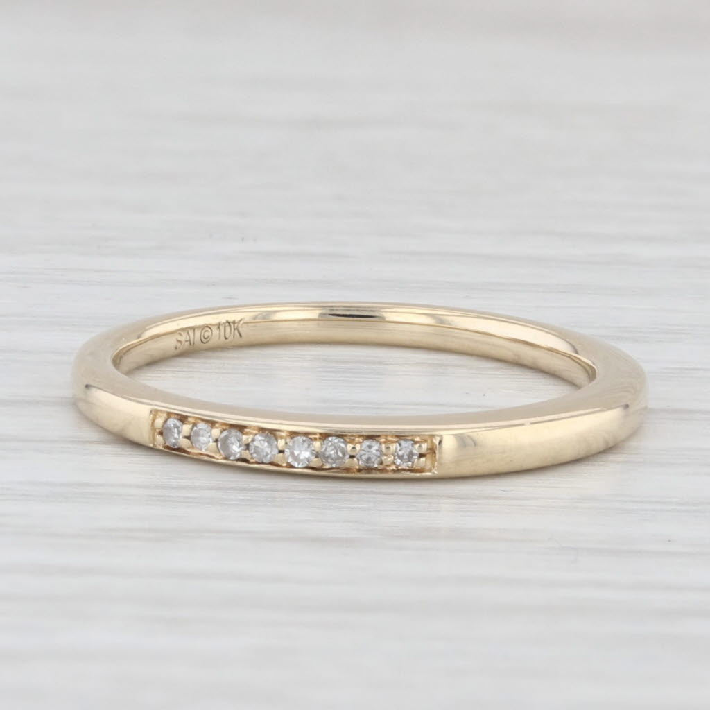 Light Gray Diamond Accented Wedding Band 10k Yellow Gold Stackable Ring Size 7