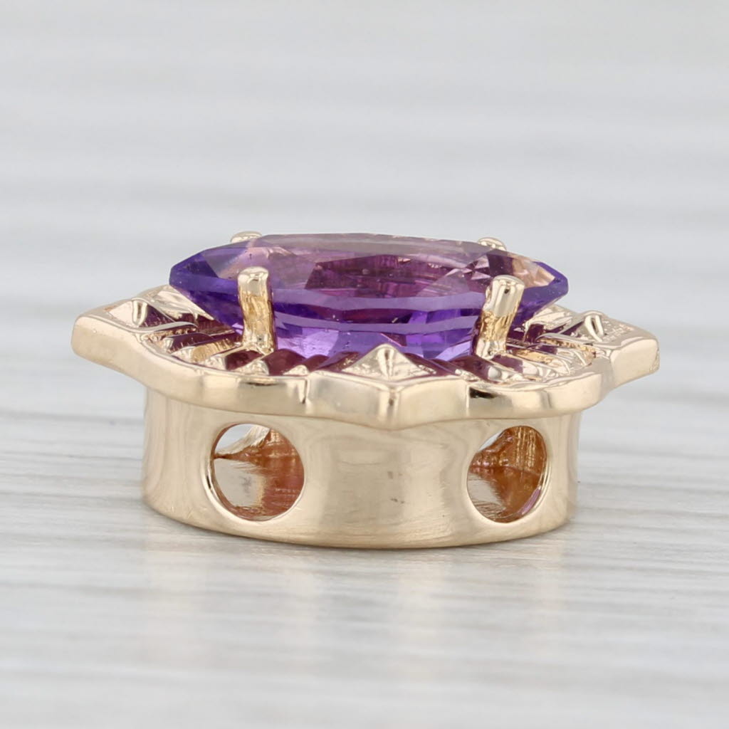 Light Gray 1ct Amethyst Slide Bracelet Charm 14k Yellow Gold Daffer Vintage