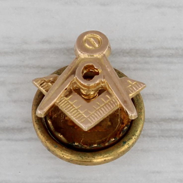 Gray Vintage Masonic Pin 10k Yellow Gold Square Compass Blue Lodge Lapel