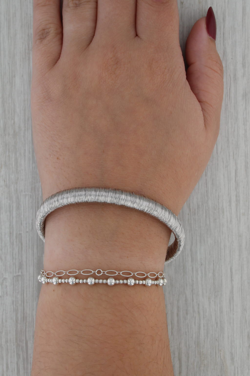 Sterling Silver Flexible Cuff Bracelet Textured Finish JCM Italy 7.25" 8.2mm