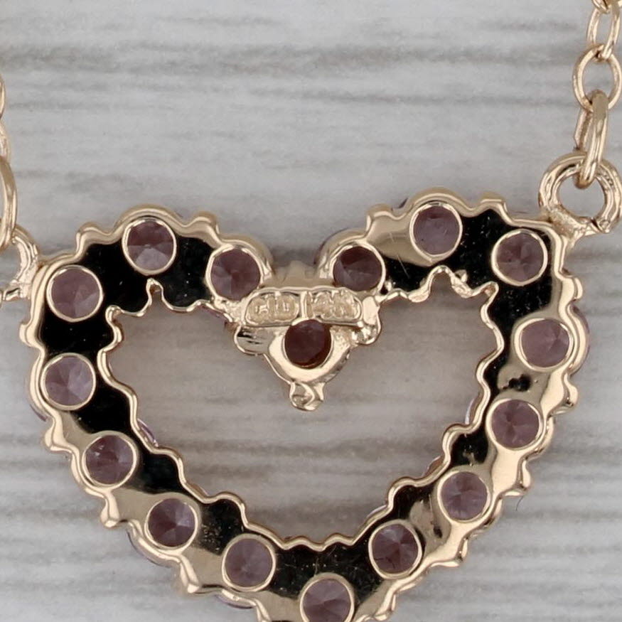 Dark Gray 1.55ctw Pink Sapphire Heart Pendant Necklace 14k Yellow Gold 17.75" Cable Chain