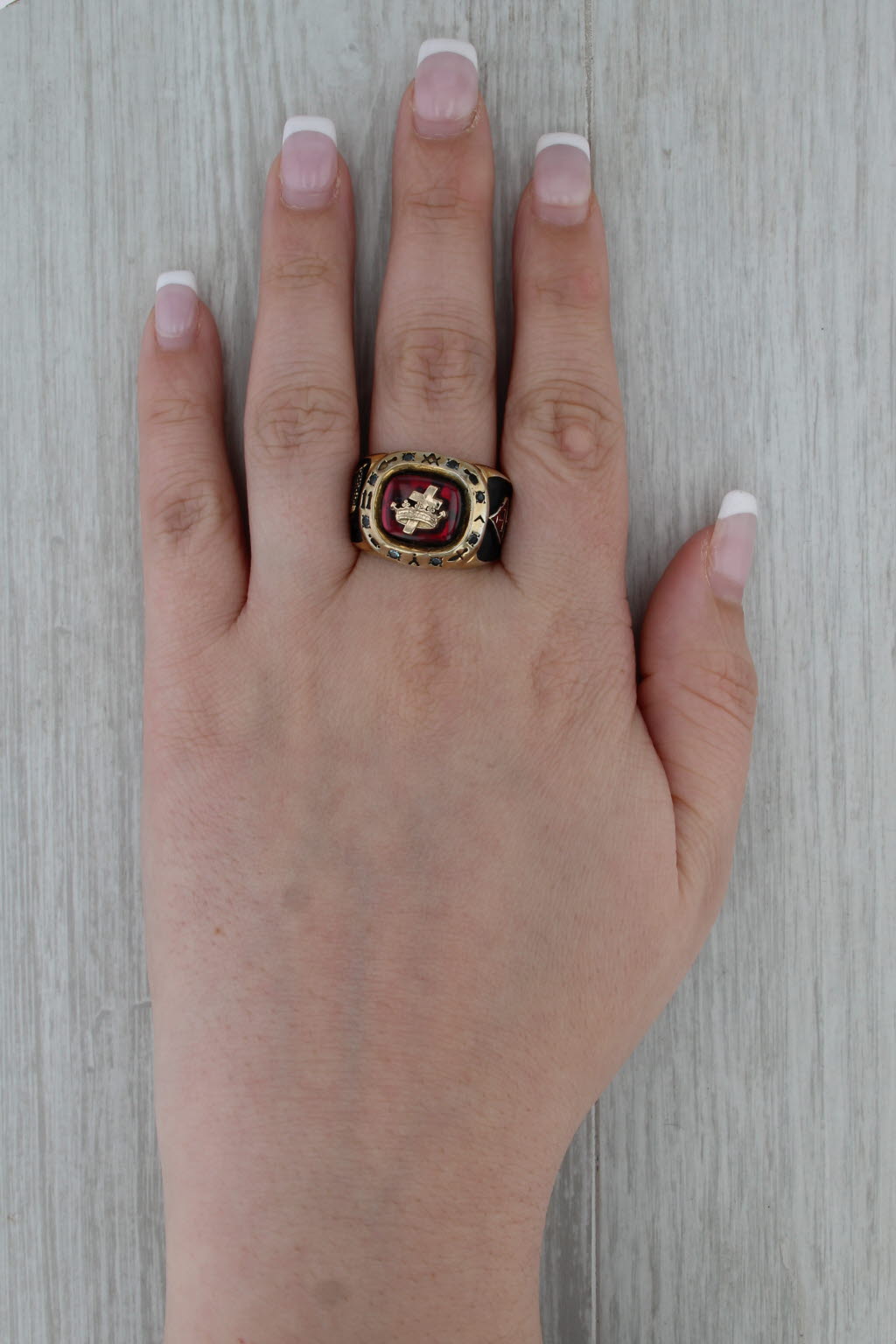 Knights Templar Signet Ring Sterling Silver Masonic Blue Lodge Triple Tau Trowle