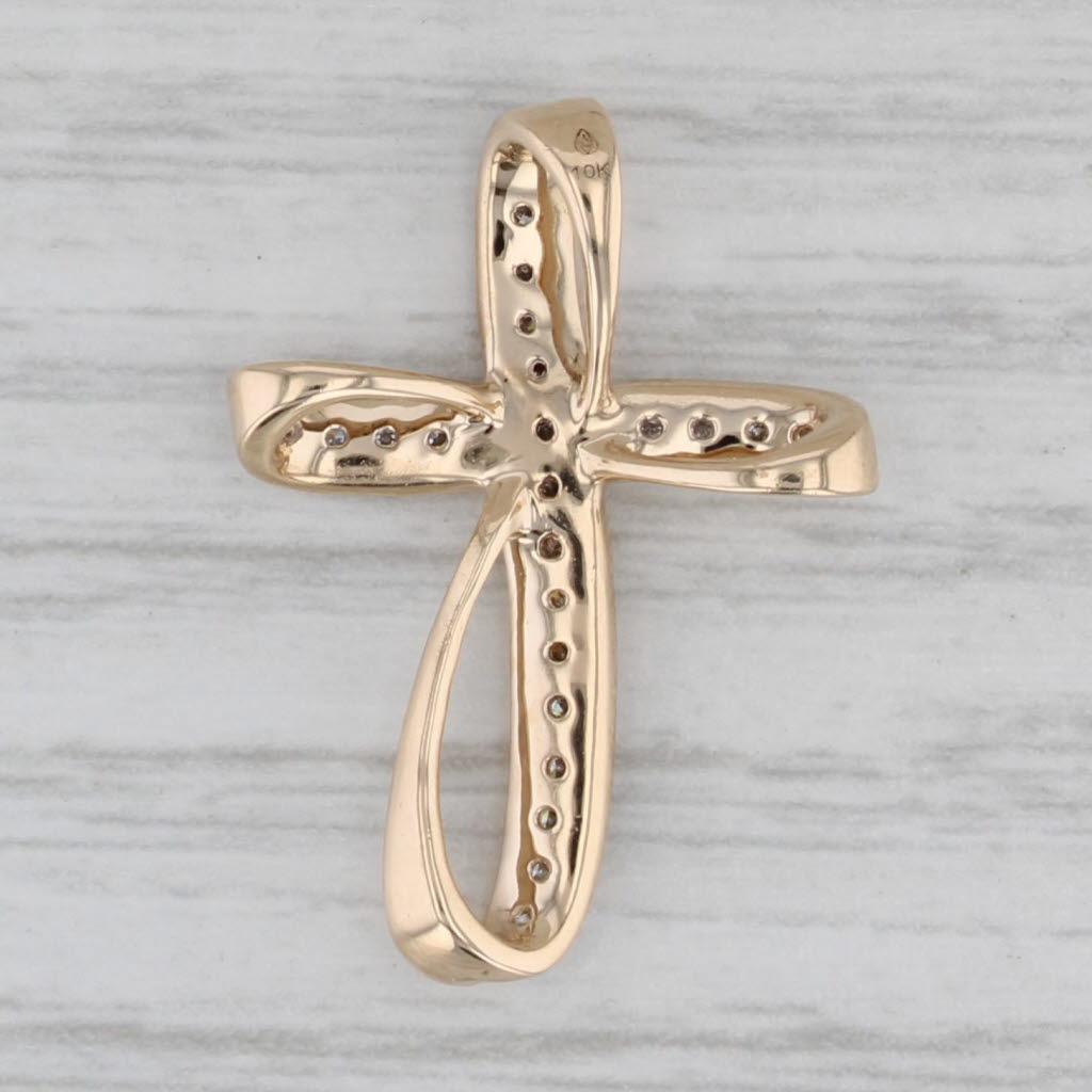 Gray Diamond Looping Cross Pendant 10k Yellow Gold