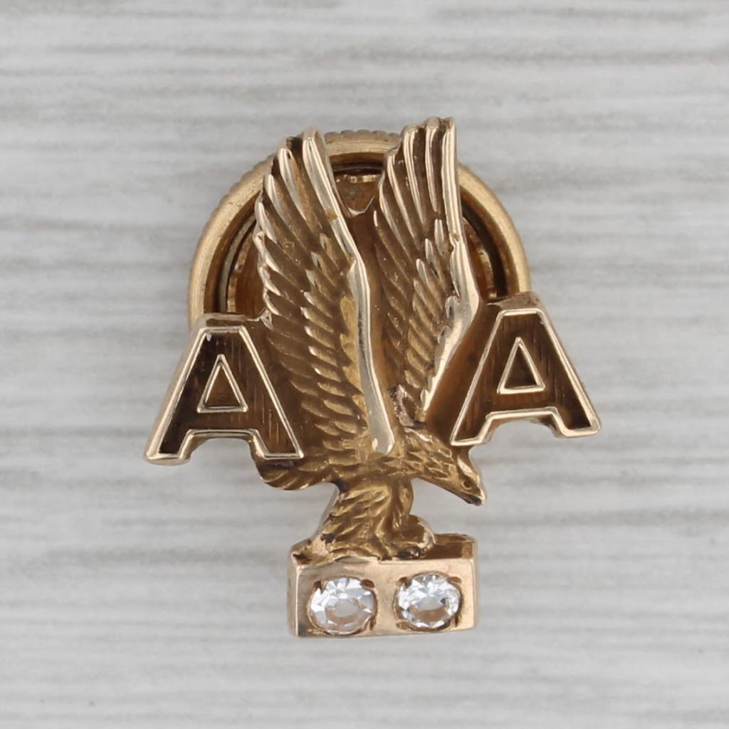 Gray American Airlines Eagle Pin 10k Gold Cubic Zirconia Service Award souvenir