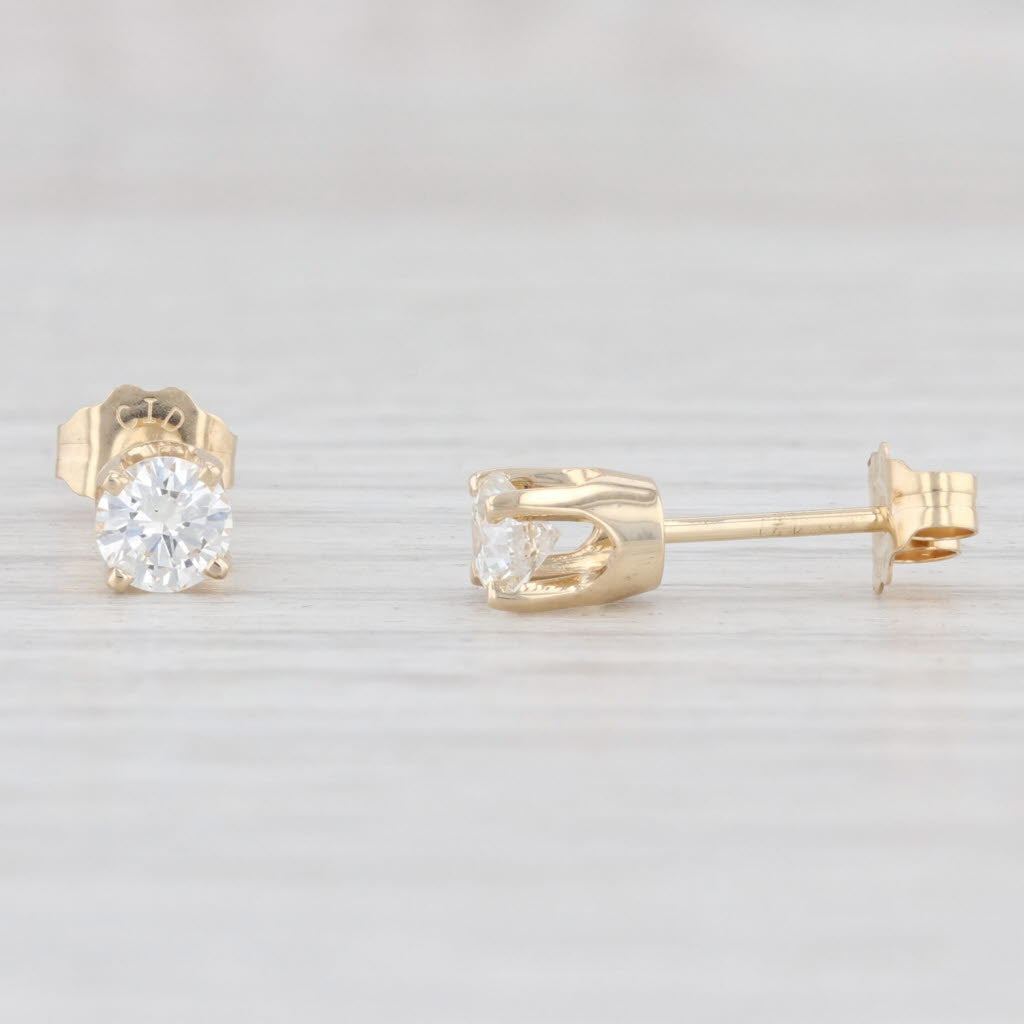 Light Gray 0.47ctw VS2 Diamond Stud Earrings 14k Yellow Gold April Birthstone Solitaires