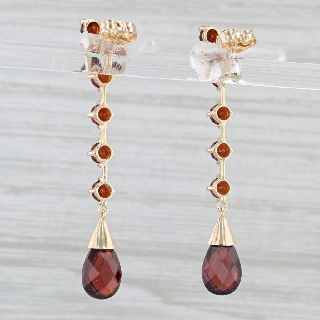 Light Gray 5.80ctw Garnet Journey Teardrop Briolette Dangle Earrings 14k Yellow Gold