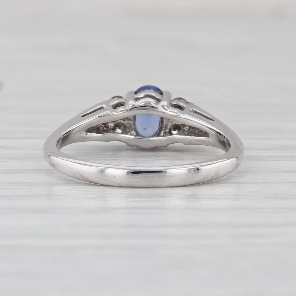 0.62ctw Oval Tanzanite Diamond Ring 14k White Gold Size 6.25