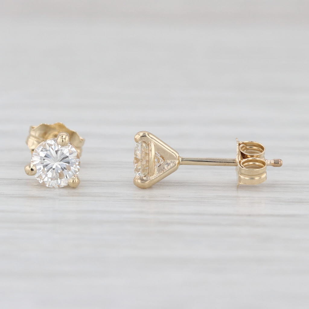 New 0.69ctw Diamond Solitaire Stud Earrings 14k Gold Round Brilliant Studs