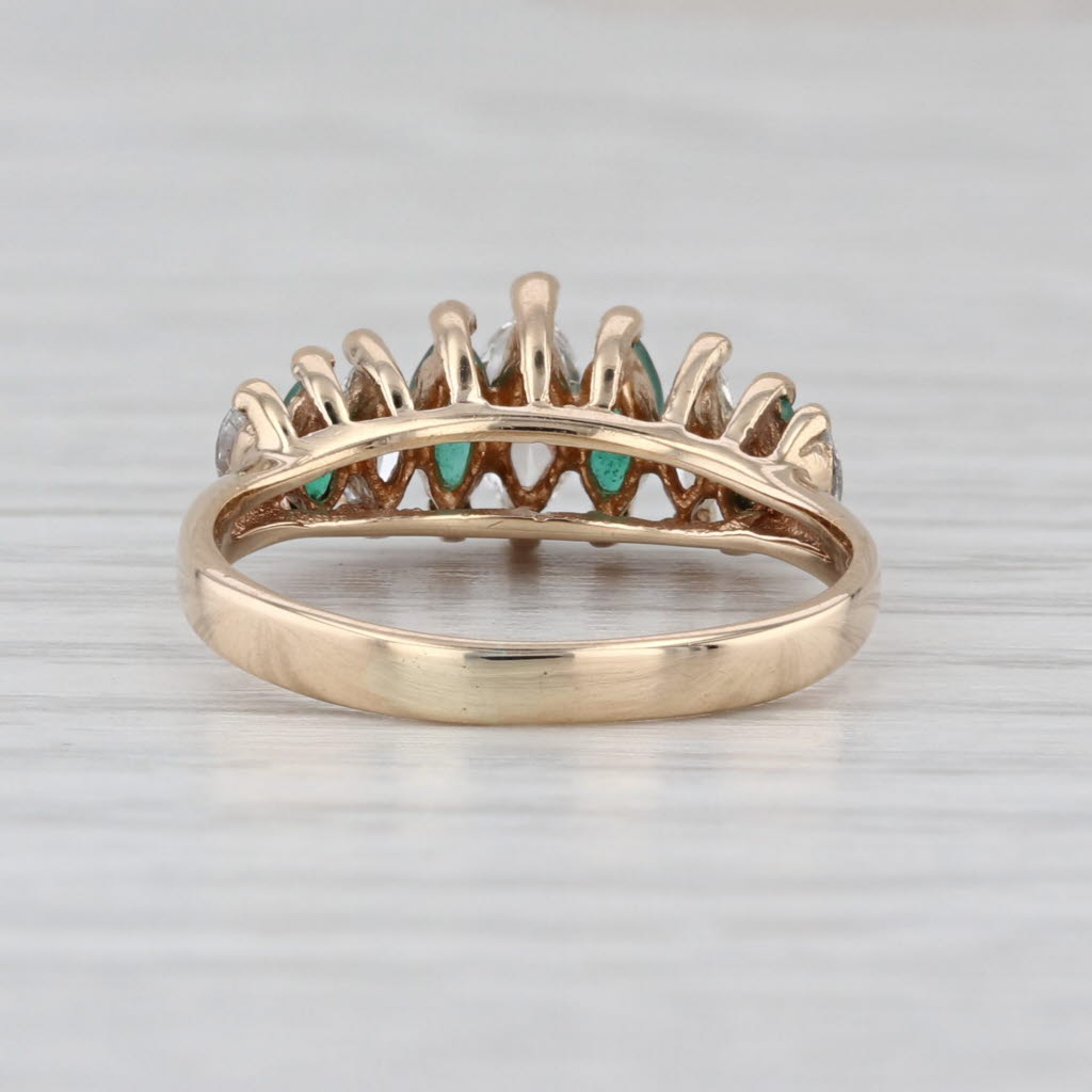 0.91ctw Emerald Diamond Ring 14k Yellow Gold Size 6 Stackable Tiered Rooftop
