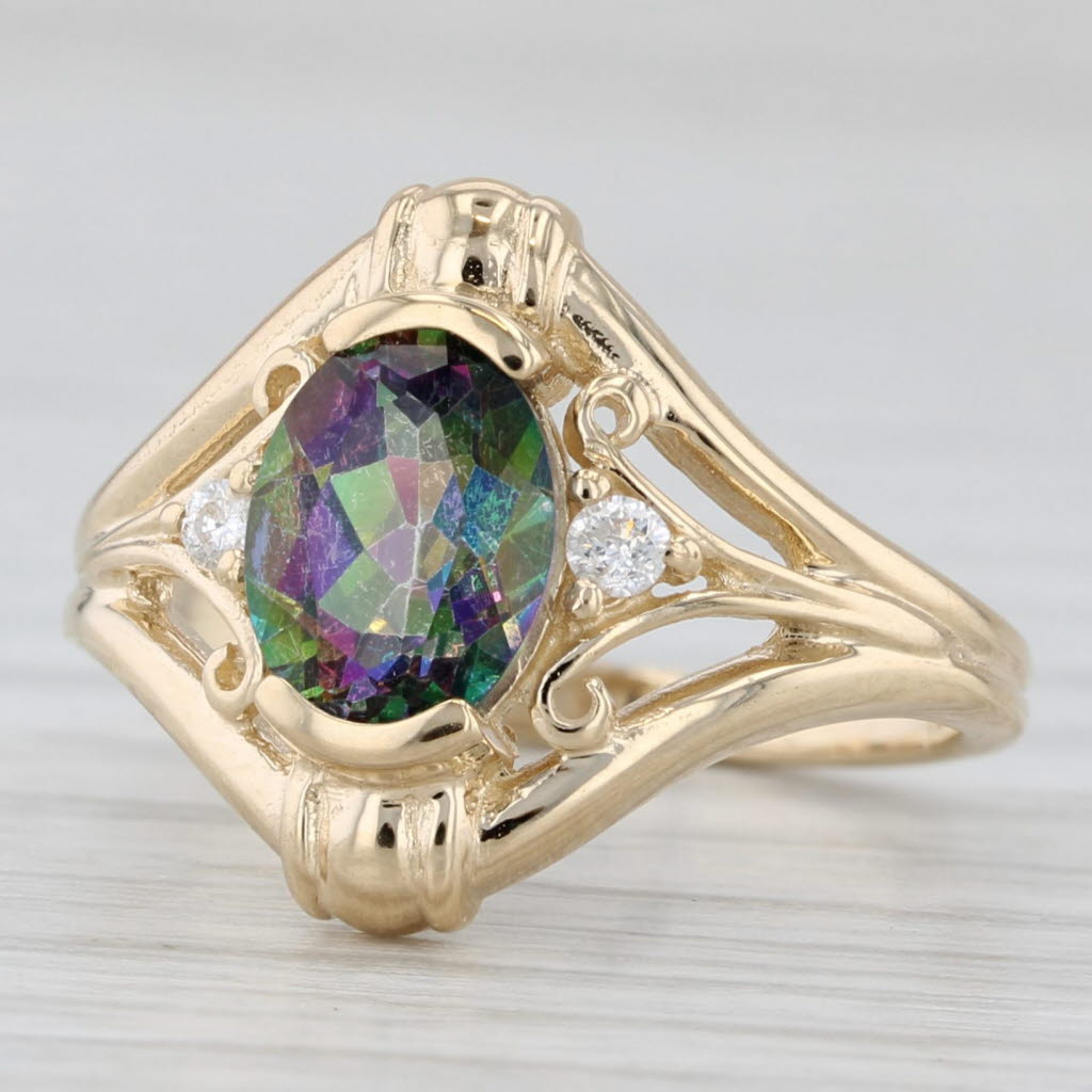 Light Gray 1.65ctw Mystic Topaz Diamond Ring 14k Yellow Gold Size 5