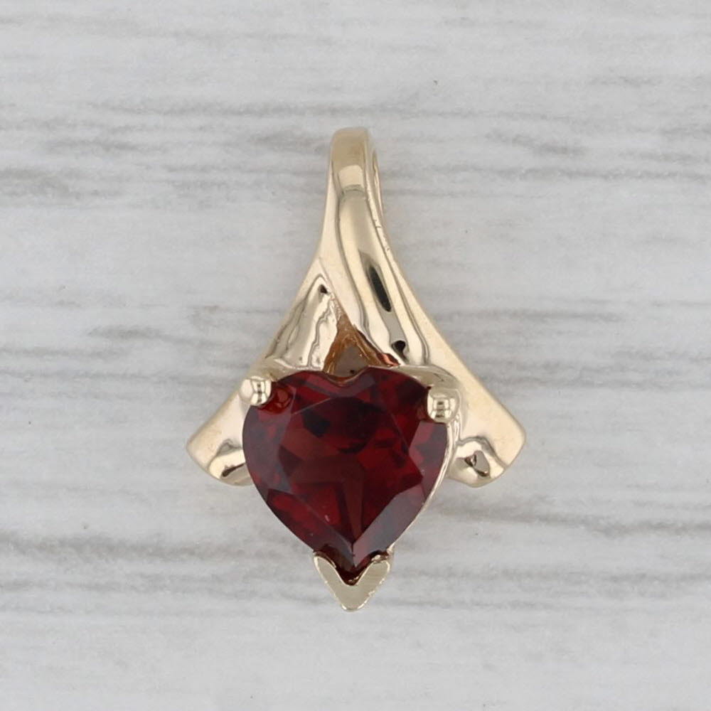 Gray Small 0.95ct Garnet Heart Drop Pendant 14k Yellow Gold