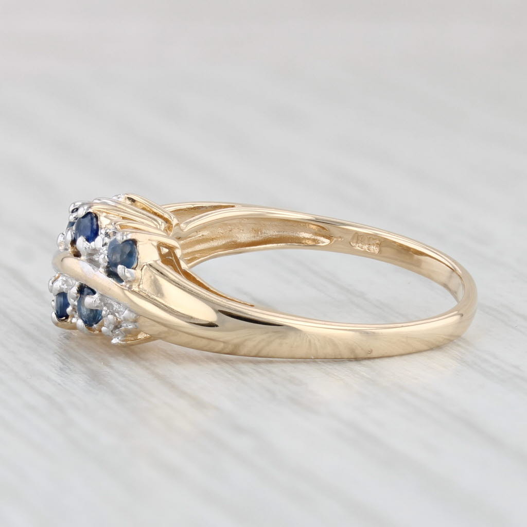 Light Gray 0.32ctw Blue Sapphire Diamond Accented Ring 10k Yellow Gold Size 7