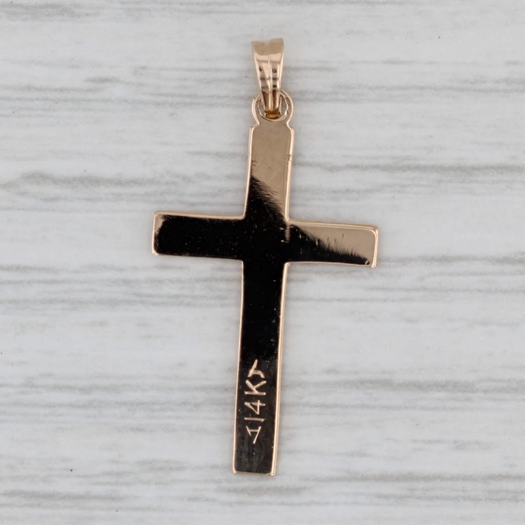 Gray Vintage Ornate Etched Cross Pendant 14k Yellow Gold