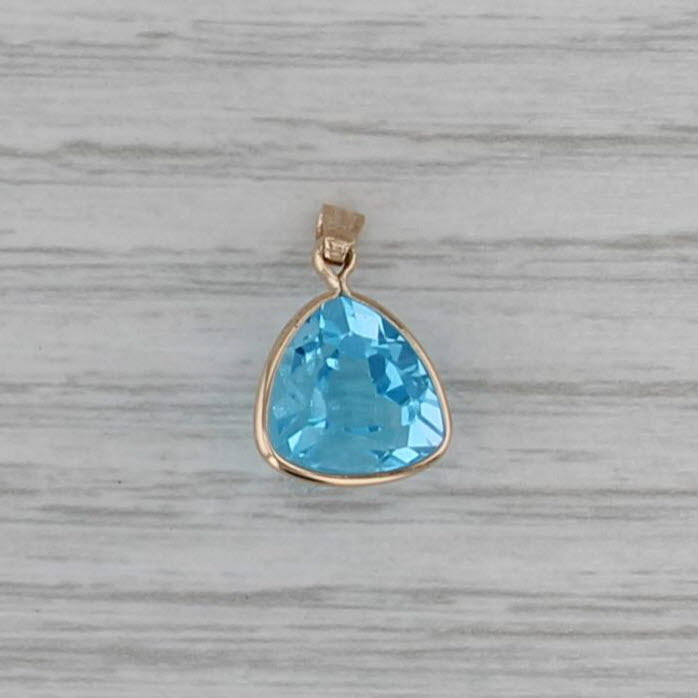 3.50ct Trillion Solitaire Topaz Teardrop Pendant 14k Yellow Gold Drop