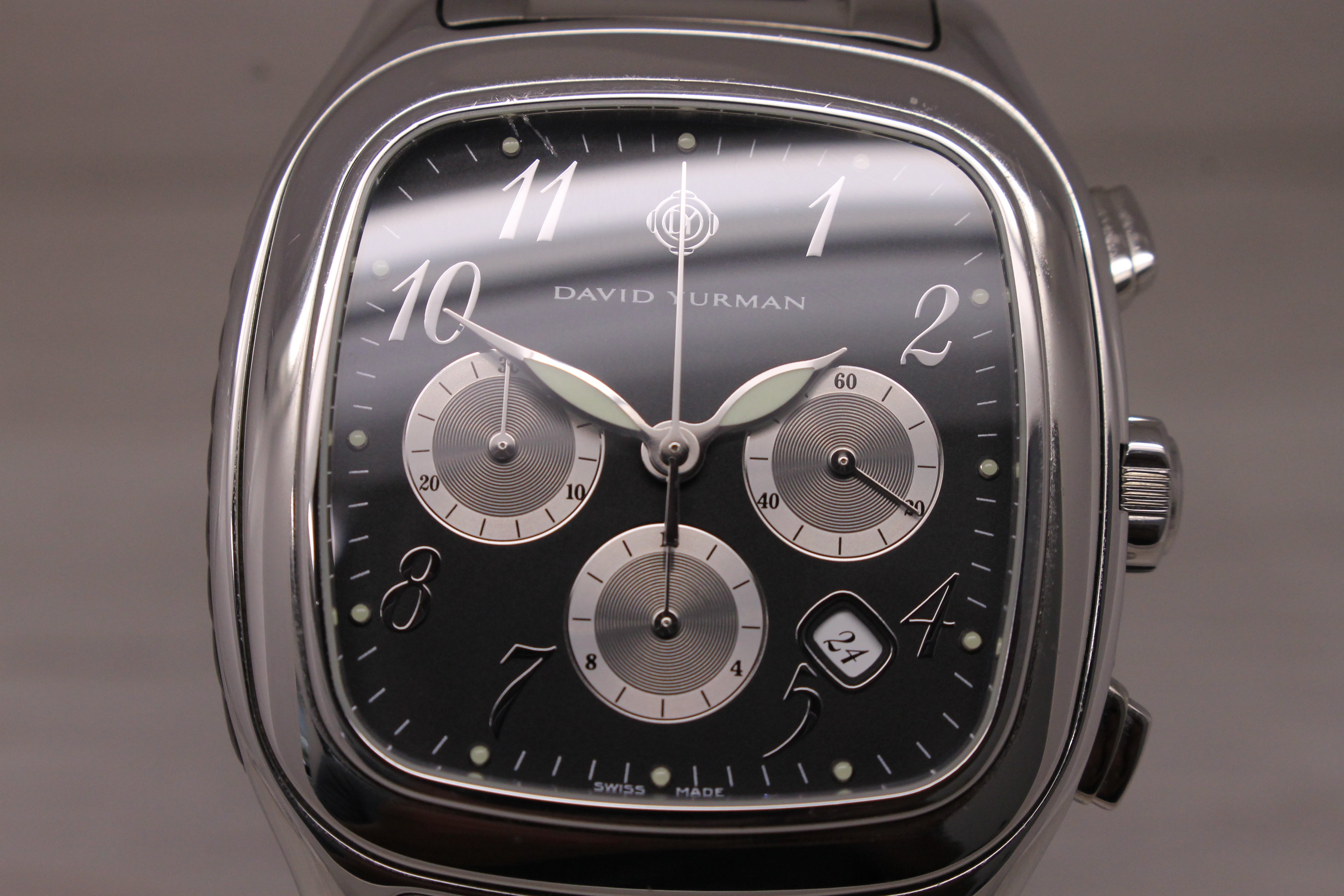 David Yurman T305 Mens 41mm Steel Automatic Chronograph Watch w/ Bracelet & Box