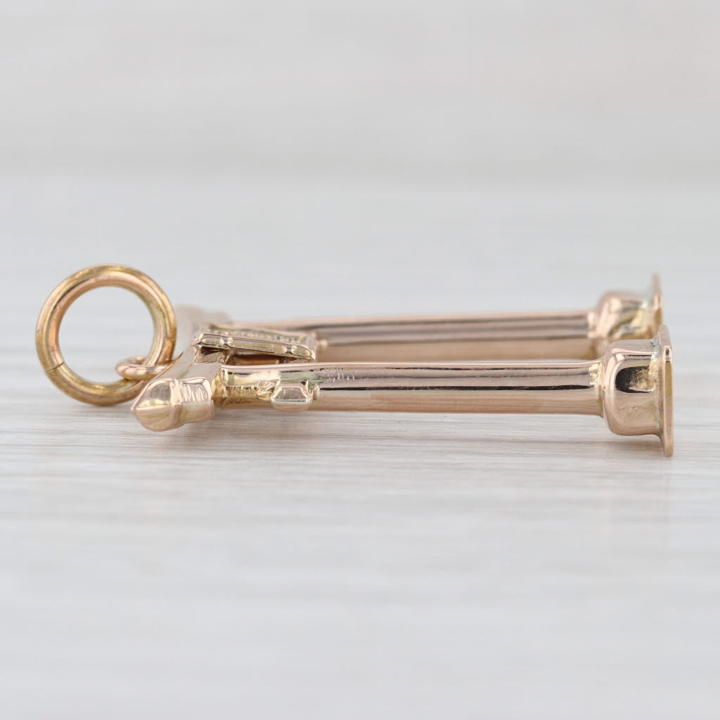 Vintage K Uyeda Large Japanese Tori Gate Pendant 14k Gold Japan Souvenir Charm