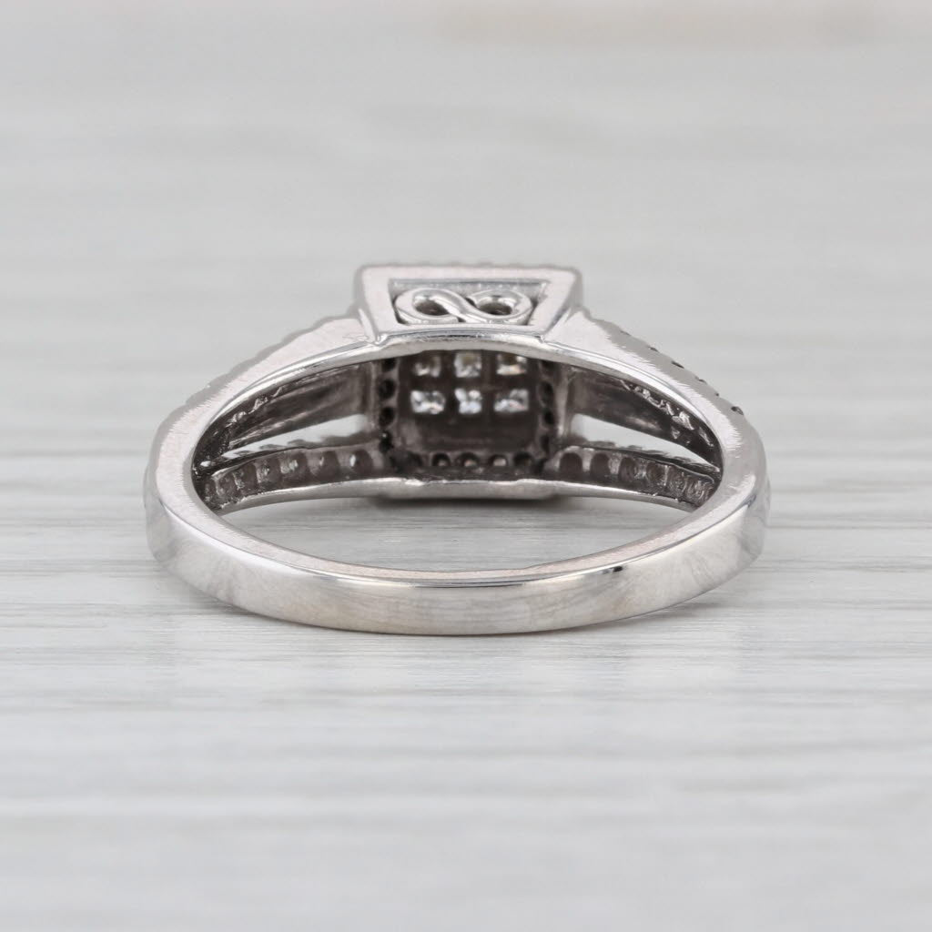 0.39ctw Diamond Halo Engagement Ring 10k White Gold Size 7