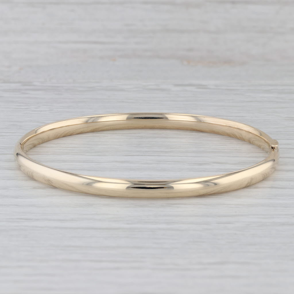 Gray Vintage Oval Bangle Bracelet 14k Yellow Gold 7" 4.7mm Hinged