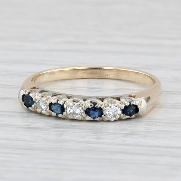 0.34ctw Blue Sapphire Diamond Ring 14k Yellow Gold S 6.75 Wedding Band Stackable