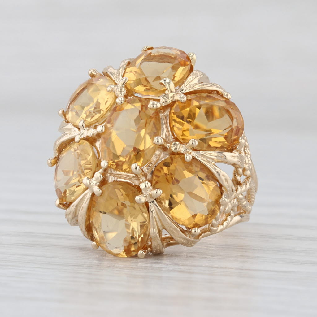 8ctw Citrine Cluster Cocktail Ring 14k Yellow Gold Size 5.75