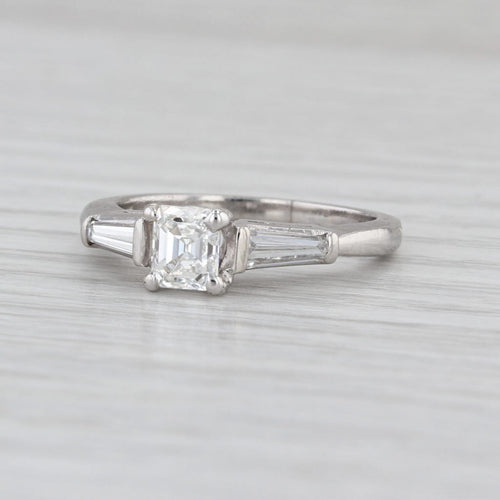 0.87ctw Emerald Cut Diamond Engagement Ring Platinum Size 5.25