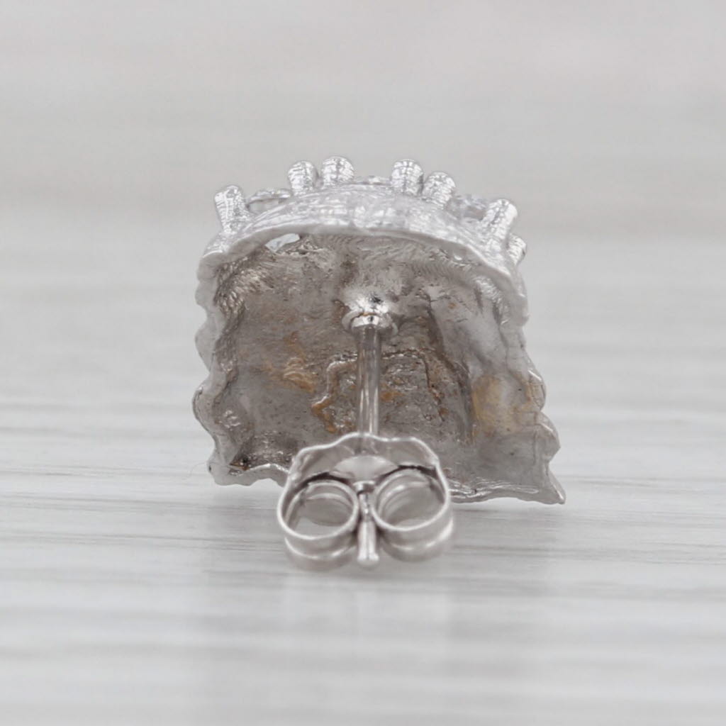 Jesus Crown of Thorns Single Stud Earring 10k White Gold Cubic Zirconia