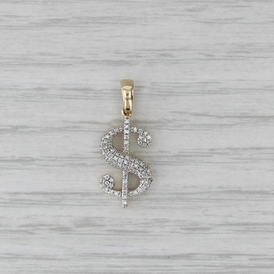 0.15ctw Diamond Dollar Sign Pendant 10k Yellow Gold $