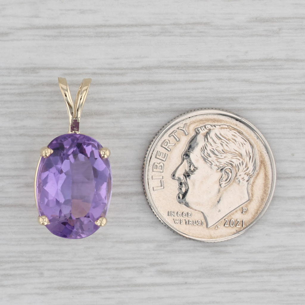 Gray 5.60ct Purple Amethyst Oval Solitaire Pendant 10k Yellow Gold