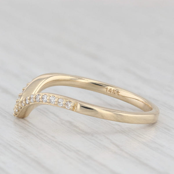 Light Gray 0.12ctw Diamond V Contoured Ring Guard 14k Yellow Gold Size 7 Stackable Wedding