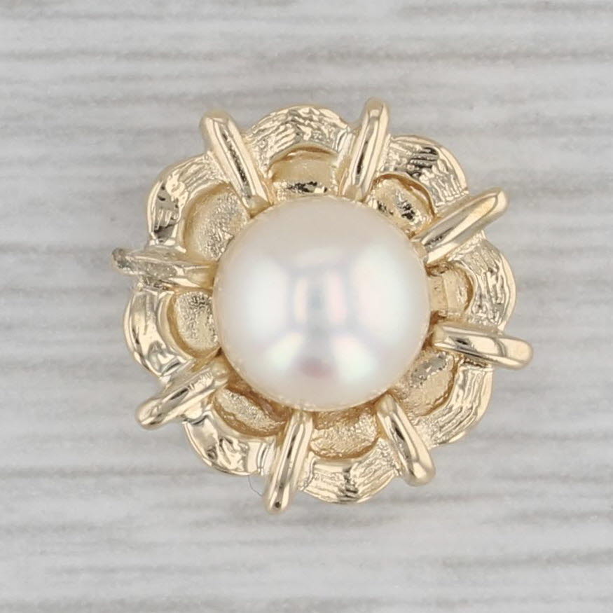 Gray Richard Klein Cultured Pearl Slide Bracelet Charm 10k Yellow Gold Vintage