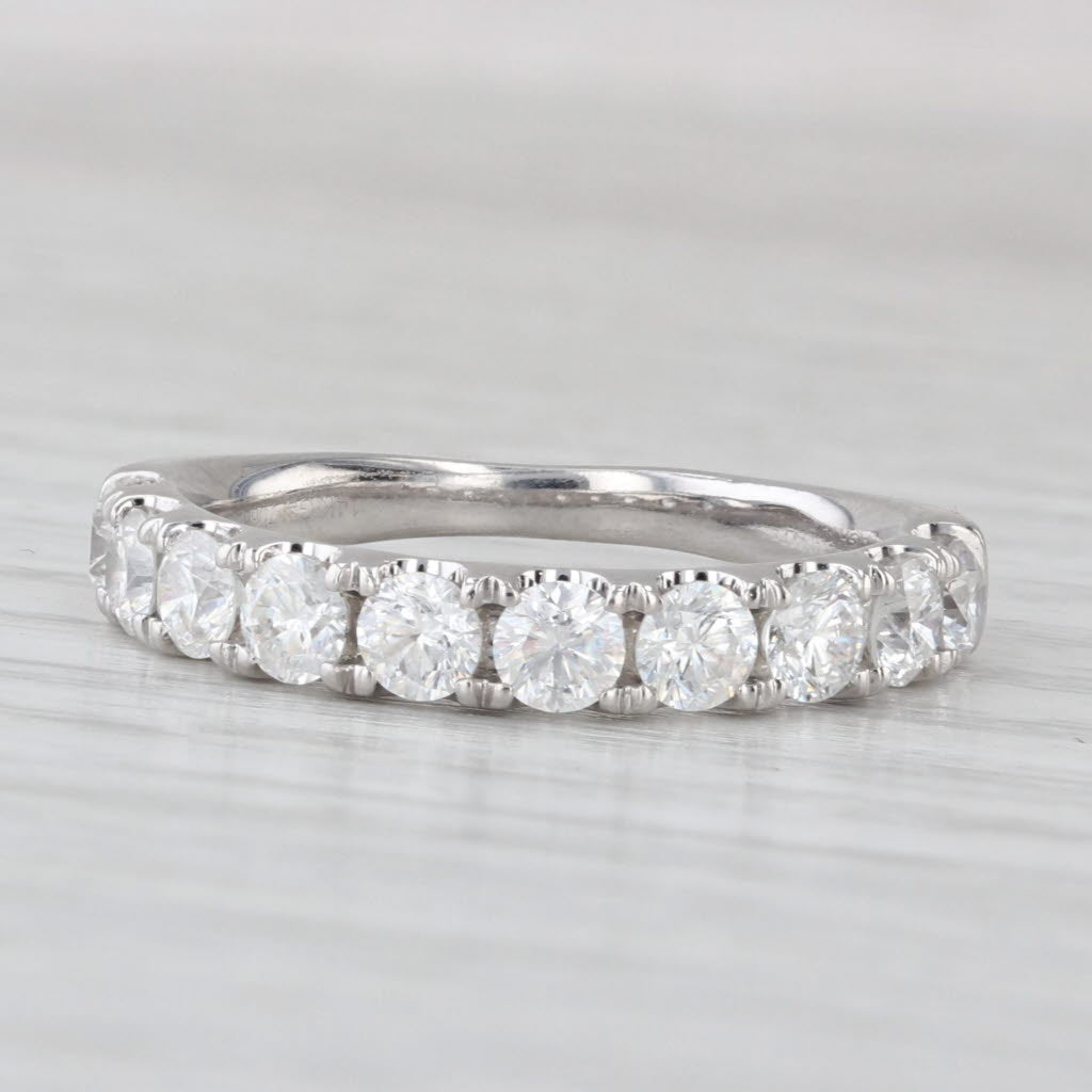 Leo First Light 1.45ctw Diamond Wedding Band Box GSI Sz 7.5 14k White Gold Ring