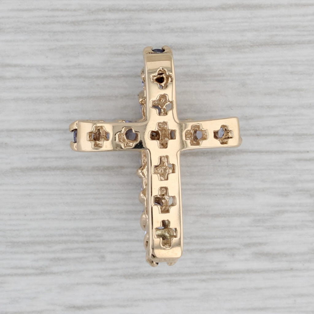 Gray 1.12ctw Tanzanite Cross Pendant 10k Yellow Gold